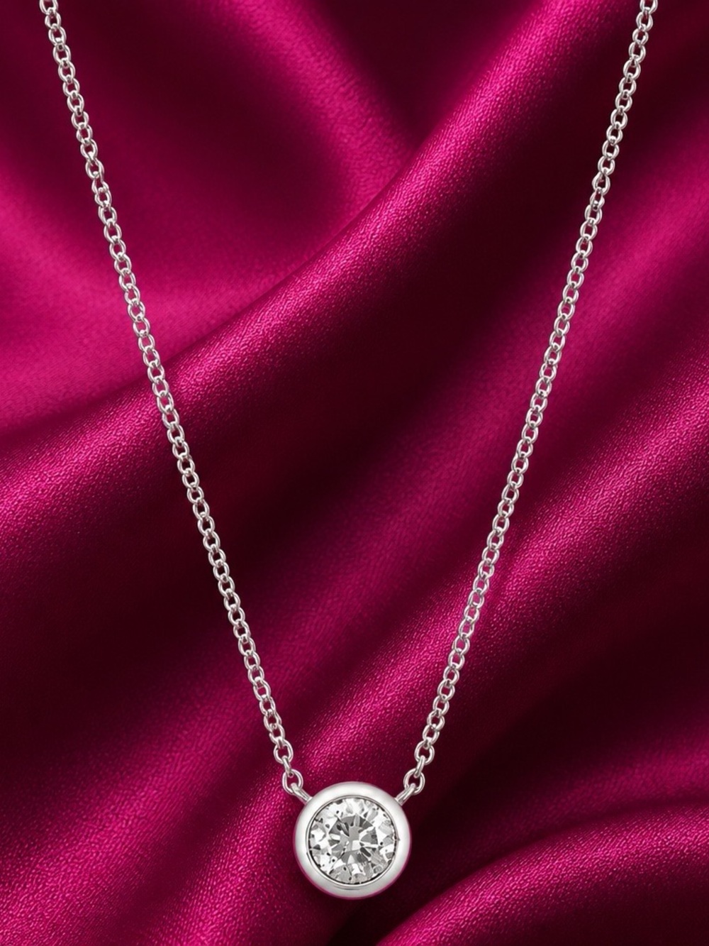 Bony Levy ‘Petite Bezel’ Diamond Solitaire 18k White Gold Necklace. Brand new!